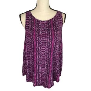 Under Armour Loose Fit Purple Print Sleeveless Split Back Top Large